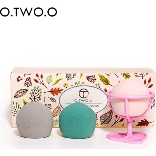O.TWO.O Three-Cosmetic Egg Set with Stand Wet And Dry Dual Purpose Flocked Puff Carton Suit