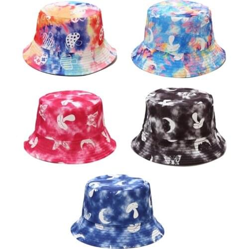 Women Reversible Bucket Cap Mushroom Pattern Men Fisherman Hat Daily Activity Trendy Sun Protection Foldable Color Hats