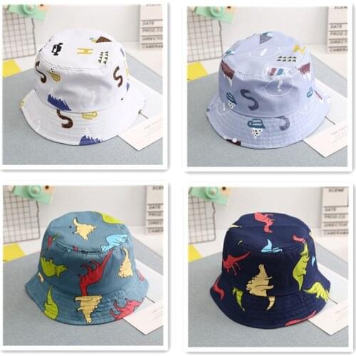 Cartoon Print Cotton Baby Hats Spring Summer Kids Boys Girls Sun Hats Autumn Fisherman Hat Beach Caps Toddler Bucket Hats