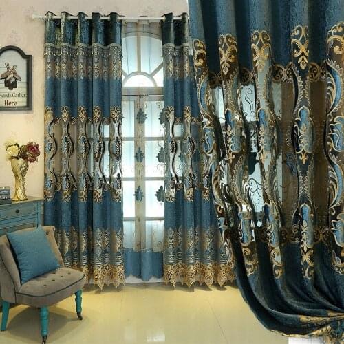 Luxury 3D Flower Embroidery Curtains for Living Room Bedroom Blackout Curtains European Style Luxury Elegance Window Drapes