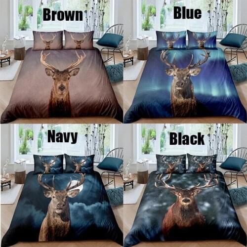 Elk Deer Printed Duvet Cover Queen Bedding Set 3D Bed Linen Kids Adult Full Size Quilt Cover Sets Twin Full Home Textile Decor