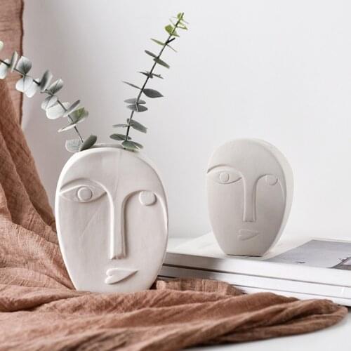 Nordic Ceramic Art Vase Sculpture Crafts Human Face Family Flower Pot Handmade Garden Storage Flower Arrangement Home Decors