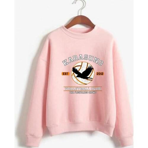 Haikyuu Hoodies Anime Long Sleeve Harajuku Karasuno Fly High Graphic Sweatshirts Loose Pullovers Unisex Tops