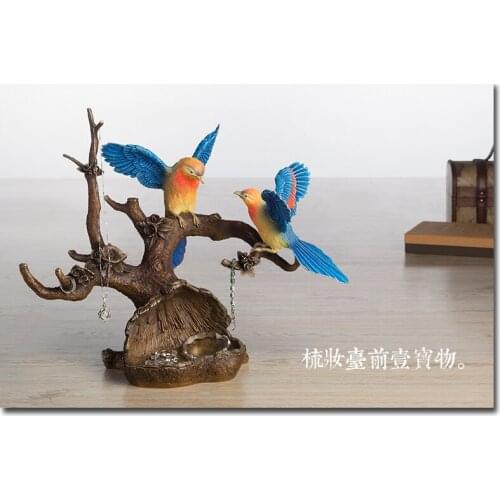 Unique TOP art -home office best Decoration 3D vivid Magpie bird plum blossom ART FENG SHUI bronze statue sculpture- 43 CM LARGE