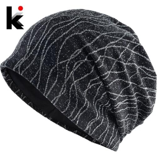Spring Beanie Women Flashing Striped Bonnet Hat Autumn Female Hip Hop Shinning Skullies Beanies Streetwear Turban Hats Ladies