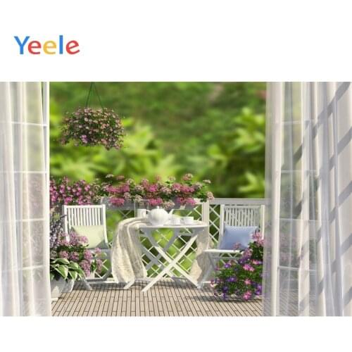 Curtain Balcony Flower Nature Scenery Wedding Photocall Baby Portrait Vinyl Backdrop Photography Background For Photo Studio