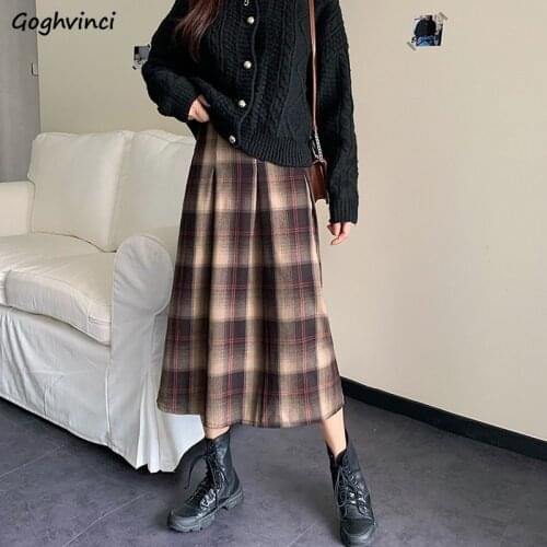 Skirts Women Plus Size M-6XL Plaid Vintage A-line All-match Trendy Womens Streetwear Slim Leisure Summer Korean High Waist Chic