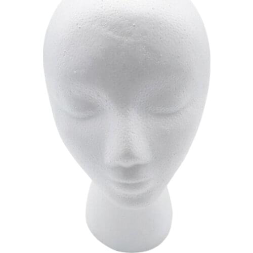 Styrofoam Female Headband Headset Kerchief Display Mannequin Head Manikin White