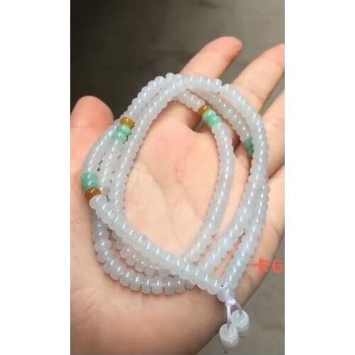 Natural 7A Myanmar white jade bracelet bangle jadite jade108 beads bracelets for women amber jade jewelry 10mm necklace