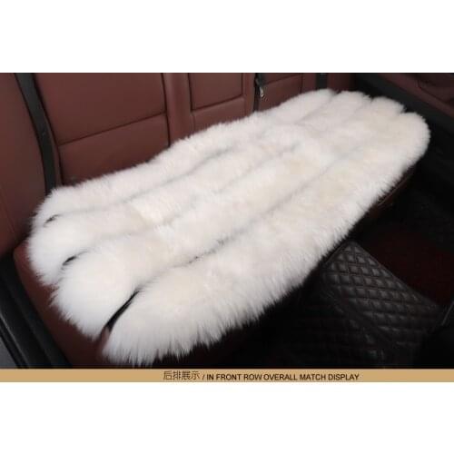 1Pcs Australia One Level Sheepskin Long Wool Breathable Warm Soft Covers Chair Cushion Car Seat -Lamb White