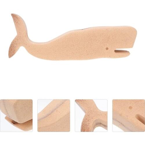 1Pc Decorative Wooden Whale Model Blank Whale Statue DIY Painting Ornament Khaki