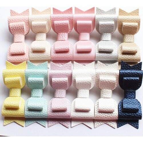 12pieces/set PU Leather Girls Hair Bows Clips 3 layer Litchi Kids Hairpins Hairgrips Barrettes Party Hair Accessories