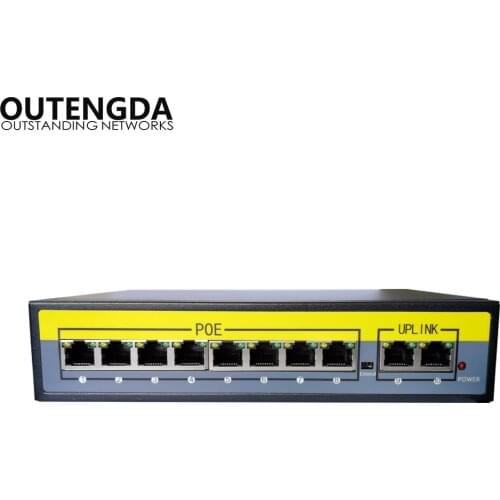 2+8 Ports 100Mbps PoE Switch Adapter Power over Ethernet IEEE 802.3af/at for Cameras AP VoIP Built-in Power 120W Switch Injector