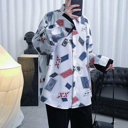 2020 Mens Fashion Flower Printing Hawaiian Shirt Male French Cuff Mens Clothes Brand Black Color Clothing Loose Shirts M-XL