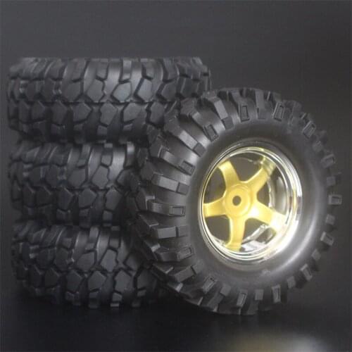 4x 1.9Inch 96mm Rubber Tires Plating Wheel Rims For D90 D110 SCX10 CC01 RC Rock Crawler Truck Climbing Off-Road Car