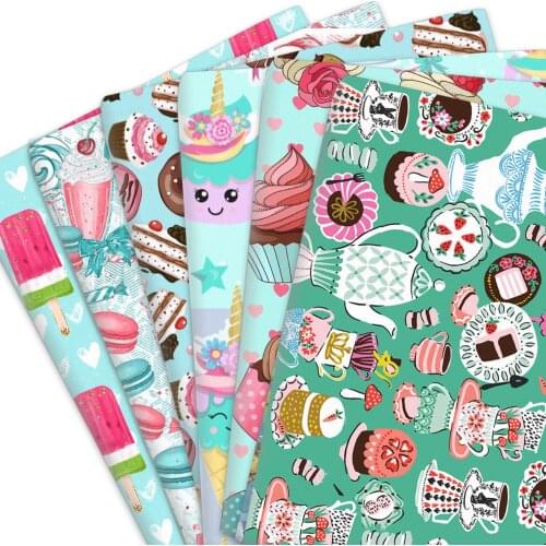 50*145cm Lollipop Candy Cupcake 100% Pure Or Polyester Cotton Material Patchwork Sewing Fabrics Quilt Needlework DIY Cloth