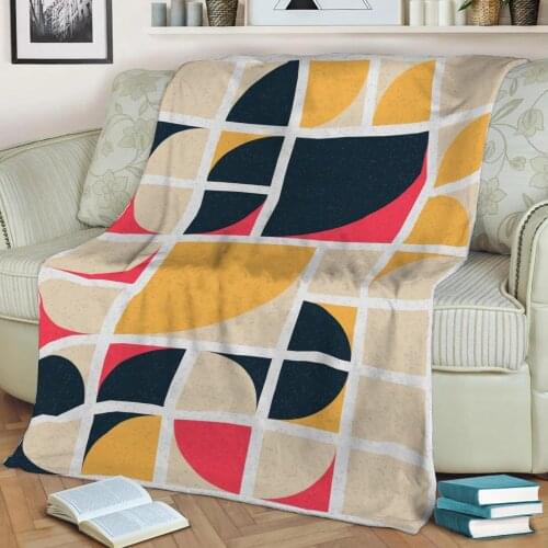 Abstract Geometric Pattern 3D Printed Velvet Plush Throw Fleece Blanket Bedspread Sherpa Blanket Home Decora