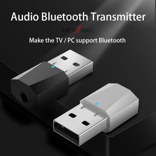 Hevaral Bluetooth Transmitter For TV PC Mini Wireless Stereo Audio Music Adapter 3.5mm Jack Dongle No Need Drivers Auto Pairing