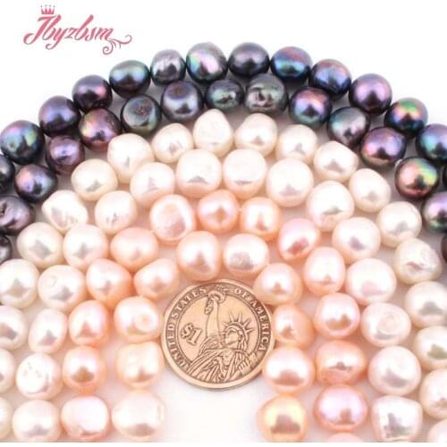 11-12mm Freefrom Pink White Black Natural Freshwater Pearl Loose Beads For DIY Necklace Bracelets Jewelry Making Strand 15"