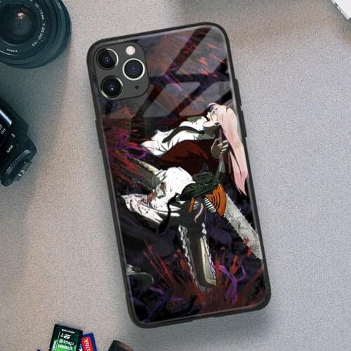 Denji Power Chainsaw man manga anime Soft TPU Glass Phone Case for IPhone SE 6s 7 8 Plus X Xr Xs 11 12 Mini Pro Max Samsung