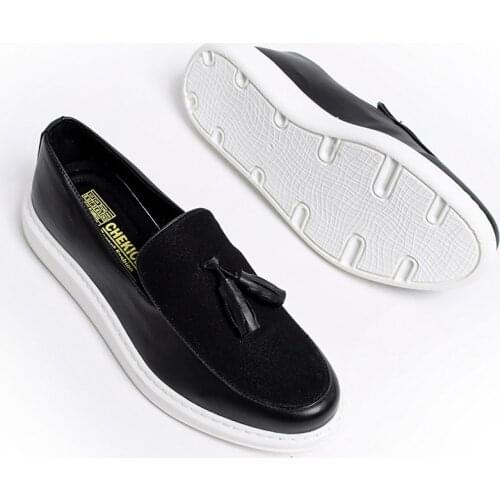 Chekich Shoes Black Men Dress Classic Polished Artificial Leather Slip On for Business White Outsole Luxury Suits Wear Footwear Blazer Wedding Italian Style Air Party Office Flat Vintage 2021 Formal Flats CH002 V1