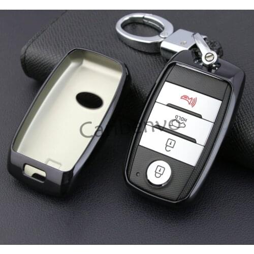 Black Car Key Cover W/ Keychain Holder Accessories For Kia Optima Sportage Sorento Soul EV Niro Sedona Grand Carnival