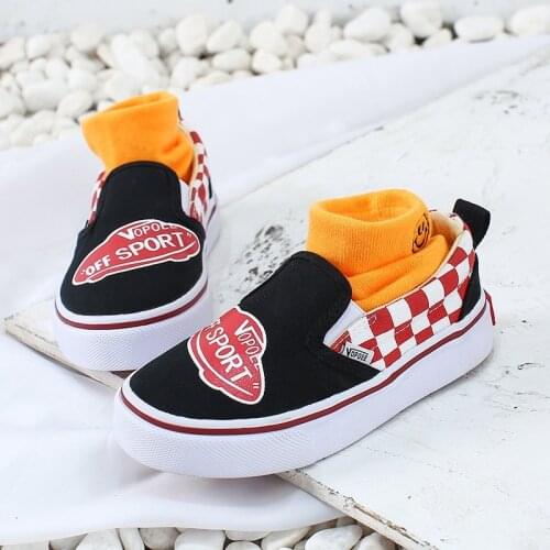 Children canvas shoes 2021 spring baby one-step fashion simple plaid trend boy and girl sneakers kids canvas large size 38