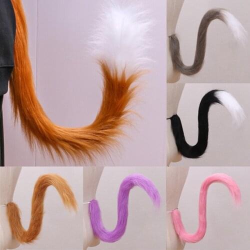 Long Plush Cat Fox Tail Animal Cosplay Wolf Tail Panther Maid Nekopara Lolita Upturned Simulation Beast Tail Prop Accessories