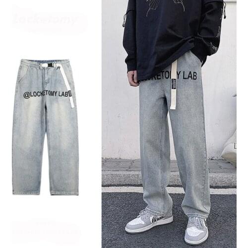 ERENEJIAN Mens Fashion Vintage Hip Hop Jeans Pants Loose Fit Oversized Denim Trousers Hi Streetwear Baggy Retro