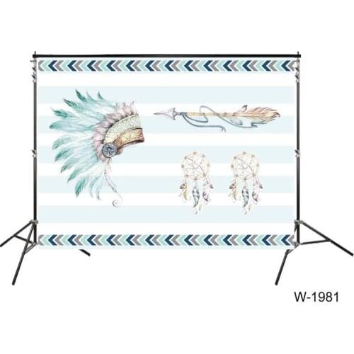 Indians Theme Baby Shower Party Backdrop boy Chief Dreamcatcher Feathers Native America Boho Warbonnet feather Mohawk Banner