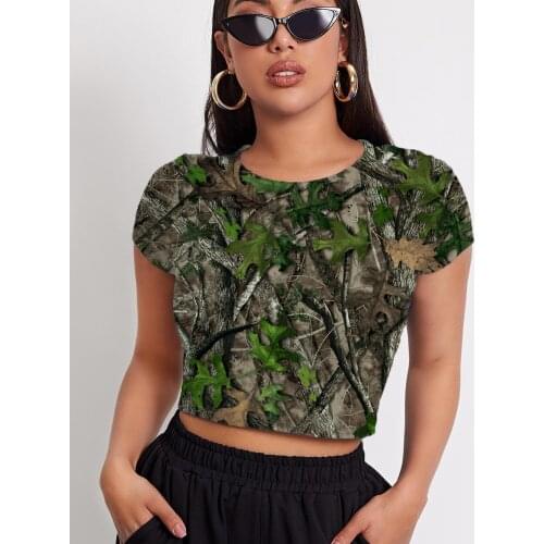 3d Tshirt Camouflage T-shirt Women Abstract Tshirts Casual Psychedelic Funny T shirts Harajuku Navel Bare Womens Clothing