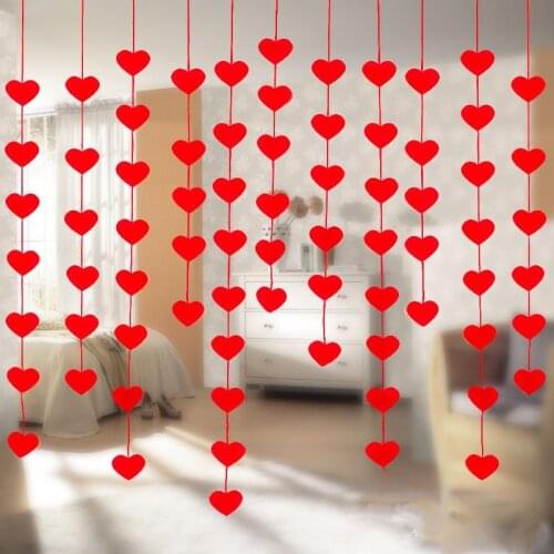 16 Hearts Love Heart Curtain Romantic Valentine Hearts Ornaments Non-woven Garland For Home Wedding Party Decoration 8Z