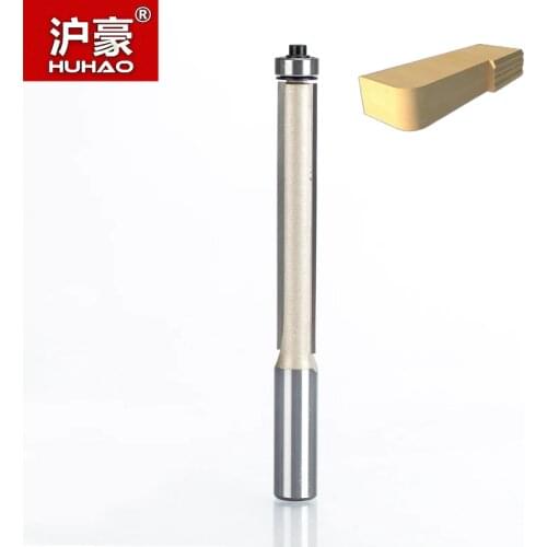 HUHAO 1pcs 1/2*1/2*3" Flush Trim Router Bits for wood Lengthened Trimming Cutters with bearing woodworking tool endmill