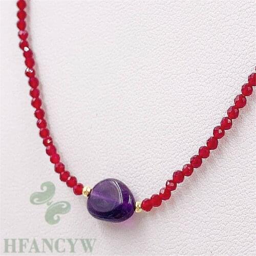 Red Spinel Amethyst Pendant Necklace 18 Inches Accessories Jewelry Wedding Flawless Aurora Cultured Real Diy