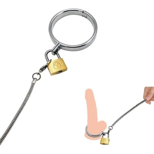Male Ball Scrotum Stretcher metal penis lock cock Ring chain SM bondage restraint Delay ejaculation BDSM Sex Toy for man
