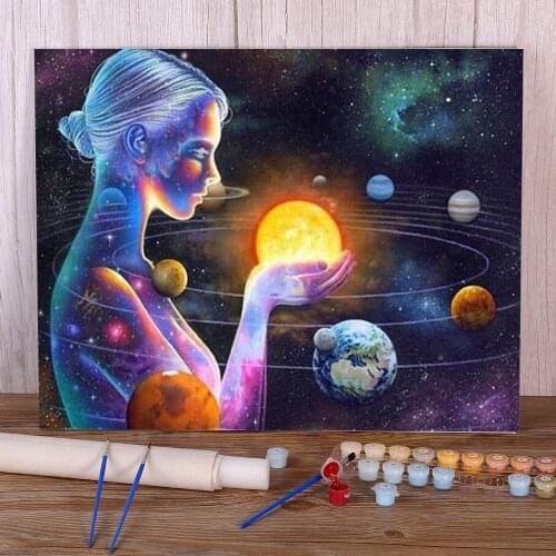 Universe Space Landscape DIY Paint By Numbers Complete Kit Acrylic Paints 50*70 Picture By Numbers Photo Wall Handicraft
