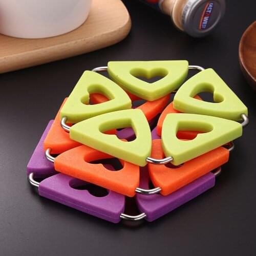 Stainless Steel Silicone Placemat Square Folding Pot Mat Insulation Pad Bowl Mat Non-slip High Temperature Wheat Platycodon Mat