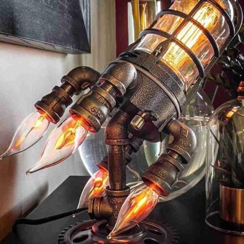 Rocket Night Light Fathers Day Steampunk Style Retro Lighting Christmas Kids Room Gift Lamp 3d Led Moon Space Shuttle Lights