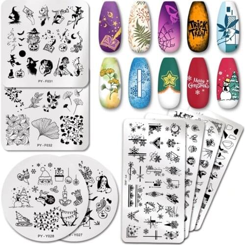PICT YOU Christmas Nail Stamping Plates Snowflake Festival Pattern Nail Art Image Plates Stainless Steel Nail Art Plate Stencil