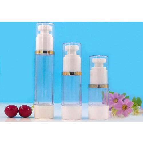 15ml round head plastic airless bottle gold line essence serum/lotion/emulsion liquid foundation skin care cosmetic packing