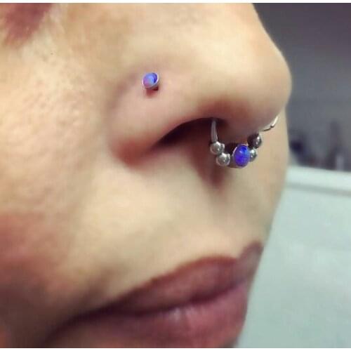 Popular 16gauge(1.2mm) stainless steel opal BCR CBR tragus helix cartilage conch daith piercing earring Body jewelry