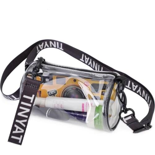 ABAY Casual PVC Transparent Women Single Shoulder Bag Portable Mini Jelly Bag Mobile Phone Bag Zipper Cylindrical Crossbody Bag