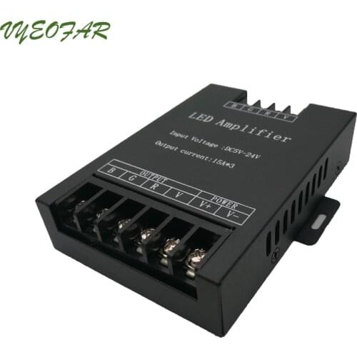 New 15A 3 Channel 45A Led RGB Power Repeater Amplifier Controller 5V/12V/24V Input Single Color RGB Strip Signal Repeater