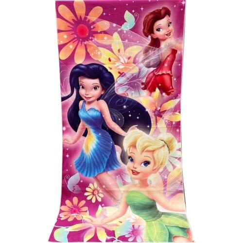 Cartoon Flower Fairy Tinkerbell Microfibre Bath Towel Baby Bath Blanket Soft Adult Children Kids Swimming Beach Towel 70X140cm