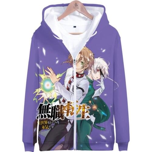 Mushoku Tensei Sweatshirt Coat Jacket Zipper Hoodies Men Women Harajuku Streetwear Coat Long Sleeve Autumn Winter Hoodie Jackets