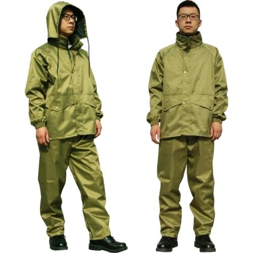 Thick Outdoor Adult Rain Pants Hooded Green Waterproof Travel Raincoat Reusable Regenpak Dames Motorcycle Rain Gear Set MM60YY