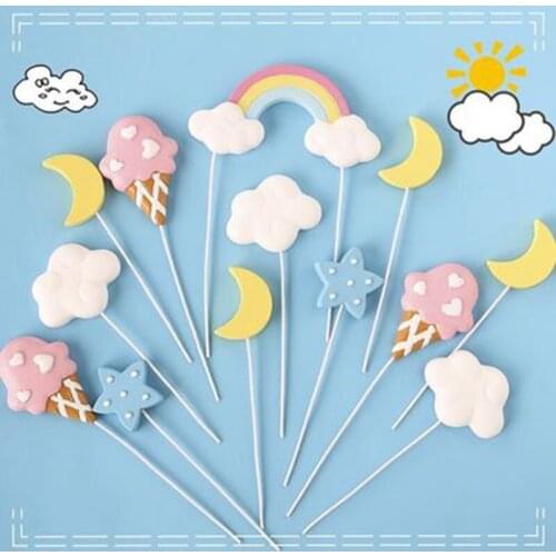 Rainbow Cake Topper One 1st Birthday Party Unicorn Brithday Party Baby Shower Girl Boys Lollipop Ice Cream Birthday Party Decor