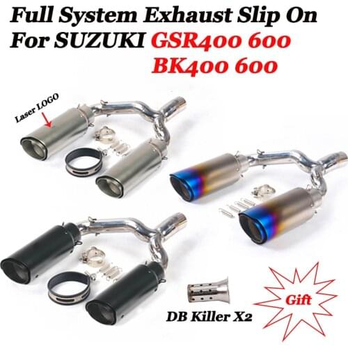 Slip On For Suzuki GSR400 GSR600 BK400 BK600 Motorcycle Exhaust Muffler Pipe With Middle Link Pipe Motorbike Escape DB Killer