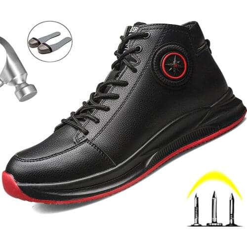 High Quality Mens Boots Steel Toe Shoes Men Safety Shoes Anti-puncture Work Shoes Men Fashion Pu Leather Male Workers Sneakers