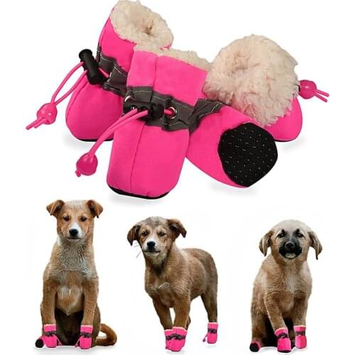 Winter Dog Shoes Pet Boot Paw Protector Warm Comfortable Soft Soled Dog Skidproof Sneakers Rain Boots for Small Dog Pet Paw Care